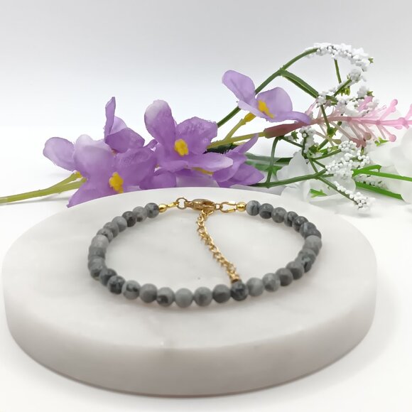 Minimalist Bracelet with Natural Jasper - Picture 3 of 13